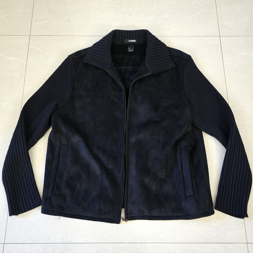 Claiborne Black Jacket - Faux Suede and Knit Materials - Size Large - Picture 1 of 6